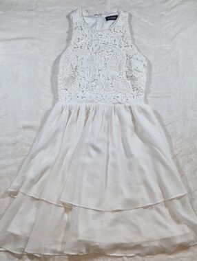 le chateau White Floral Lace Halter Dress